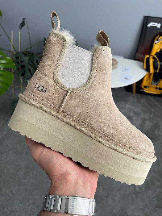 Угги UGG Neumel Chelsea Platform Beige / Уггі Неумел Челсі бежеві