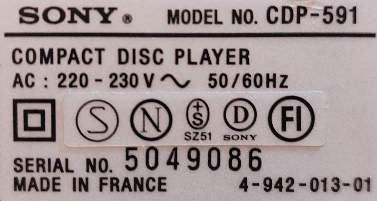 Odtwarzacz CD SONY CDP-591