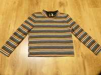 rozm 134 Primark sweter sweterek krótki w kolorowe paski złota nitka