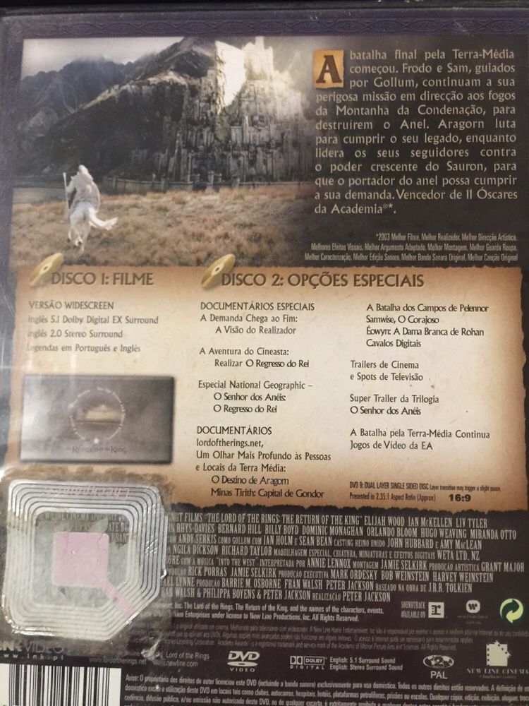 DVD trilogia senhor dos anéis edições de 2 discos