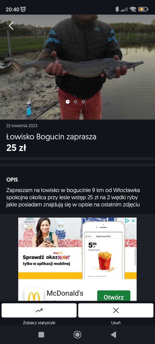 Łowisko Bogucin 9 km od Włocławka