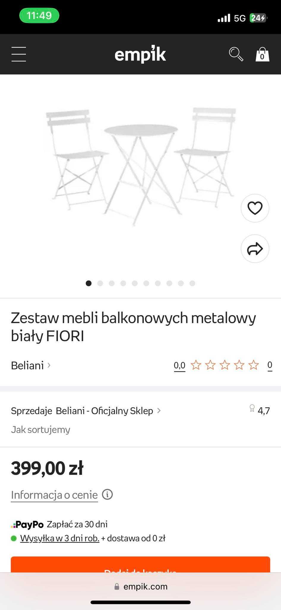 Meble ogrodowe/balkonowe Beliani FIORI świetny stan