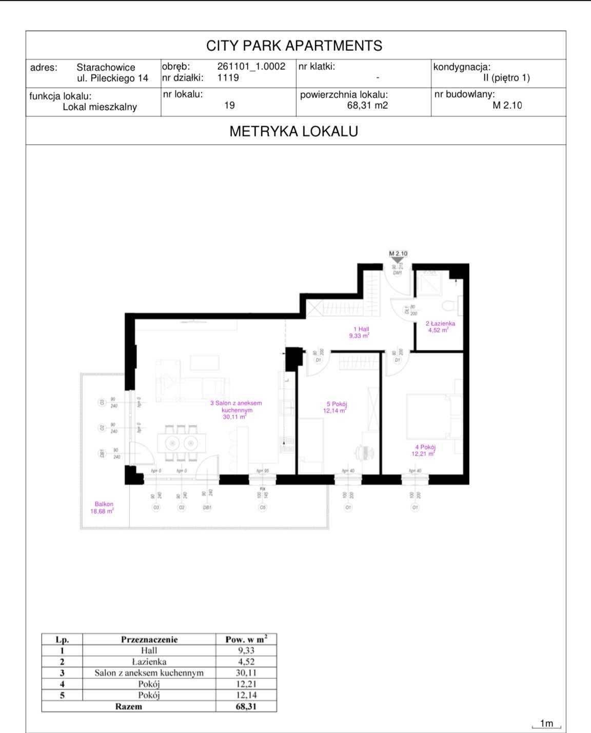 Mieszkanie 68,31 m² - 3 pokoje