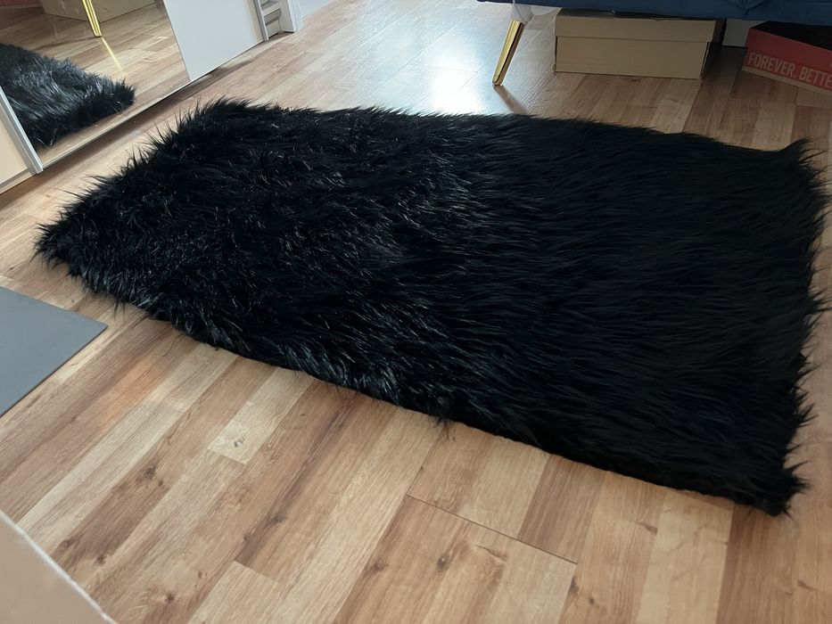 Okazja! Nowy! Duży dywan futro najwyższa jakość czarny puszysty