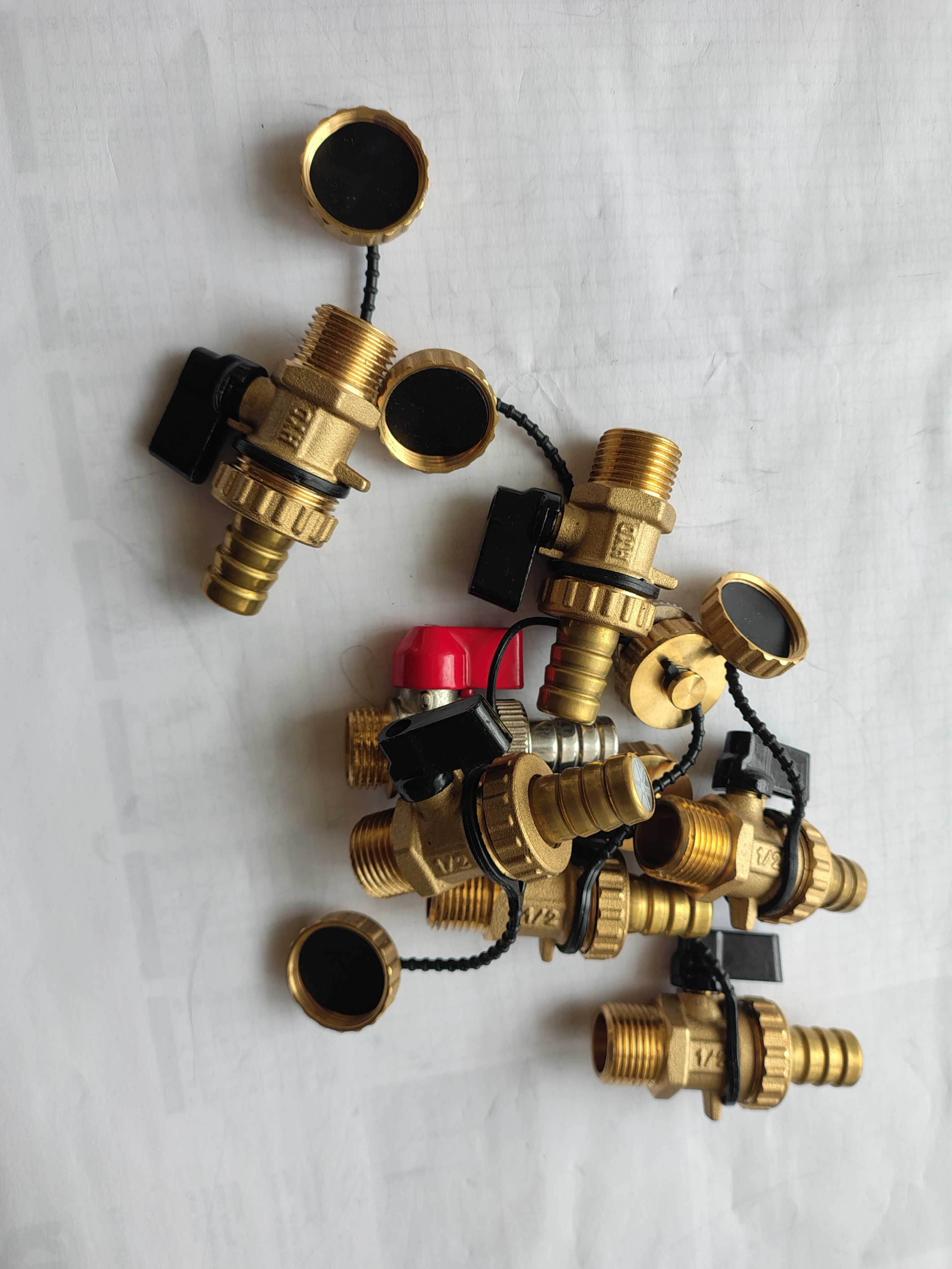 Zawory kulowe spustowe 1/2"  mosiężne   7 szt  NOWE