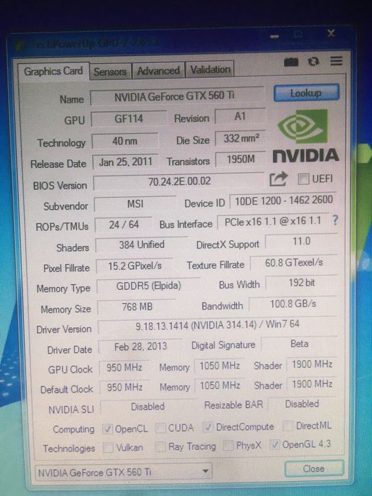 Msi gtx 560 ti 768mb