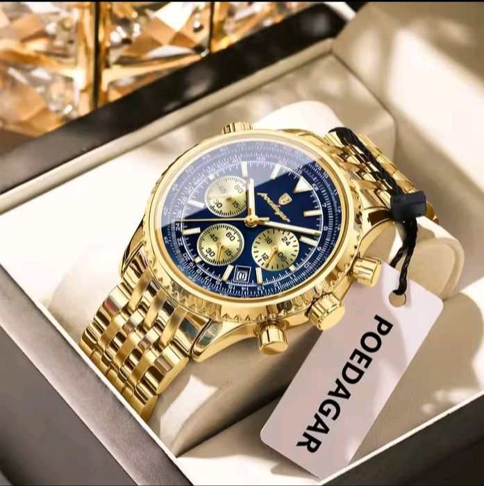Relógio novo de marca original Poedagar á prova de água e cronógrafo c