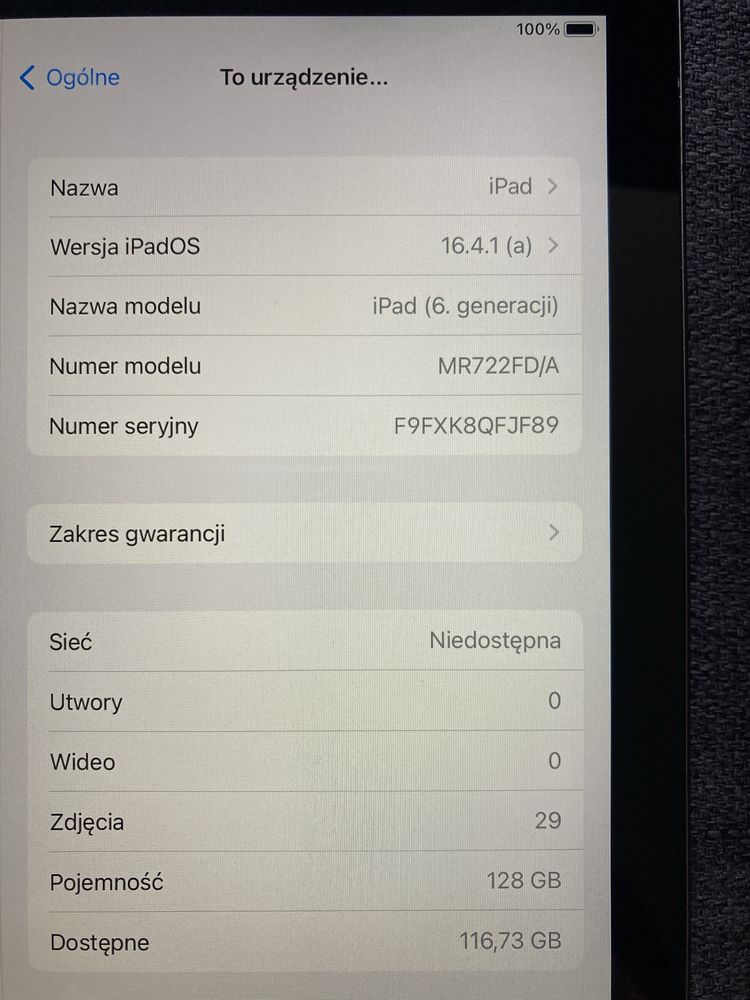 Ipad 6 generacji 128 gb model MR722FD/A