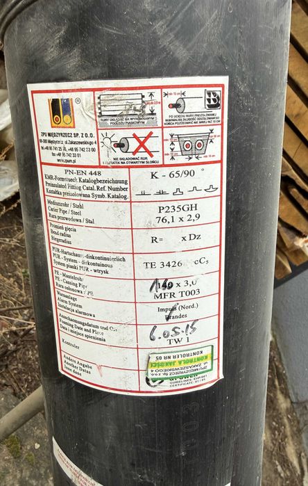 Rura preizolowana kolano 90  stopni, 160/80 , Polska , nowe