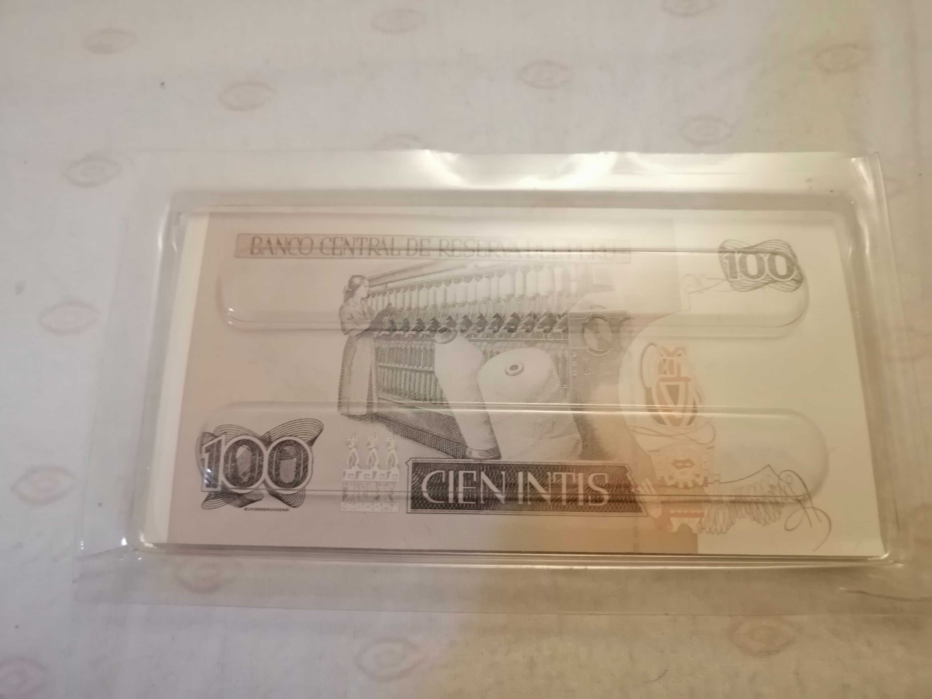 Banknot Peru 100 Intis 1987