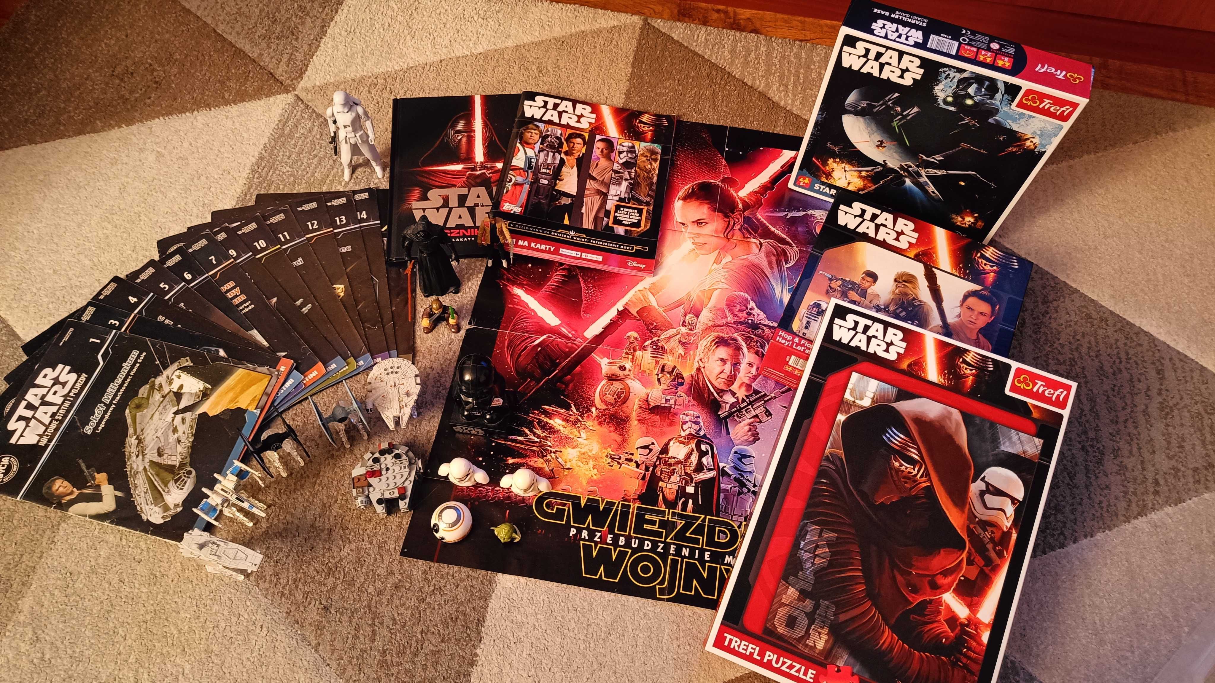 Zestaw dla fana Star Wars figurki karty plakaty puzzle gry lego