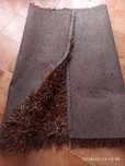 Tapete, passadeira, carpete, de pelo comprido castanho e creme