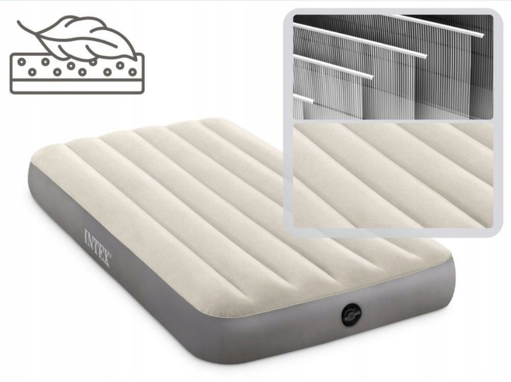 INTEX Materac Dmuchany Welurowy 191x99x25 cm Jednoosobowy Turystyczny