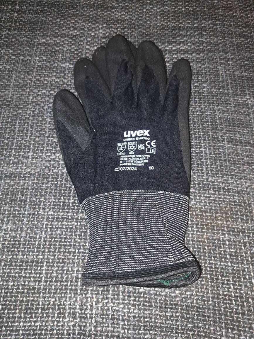 Rękawice robocze antyprzecięciowe, grube,Uvex 3 pary roz.10 .