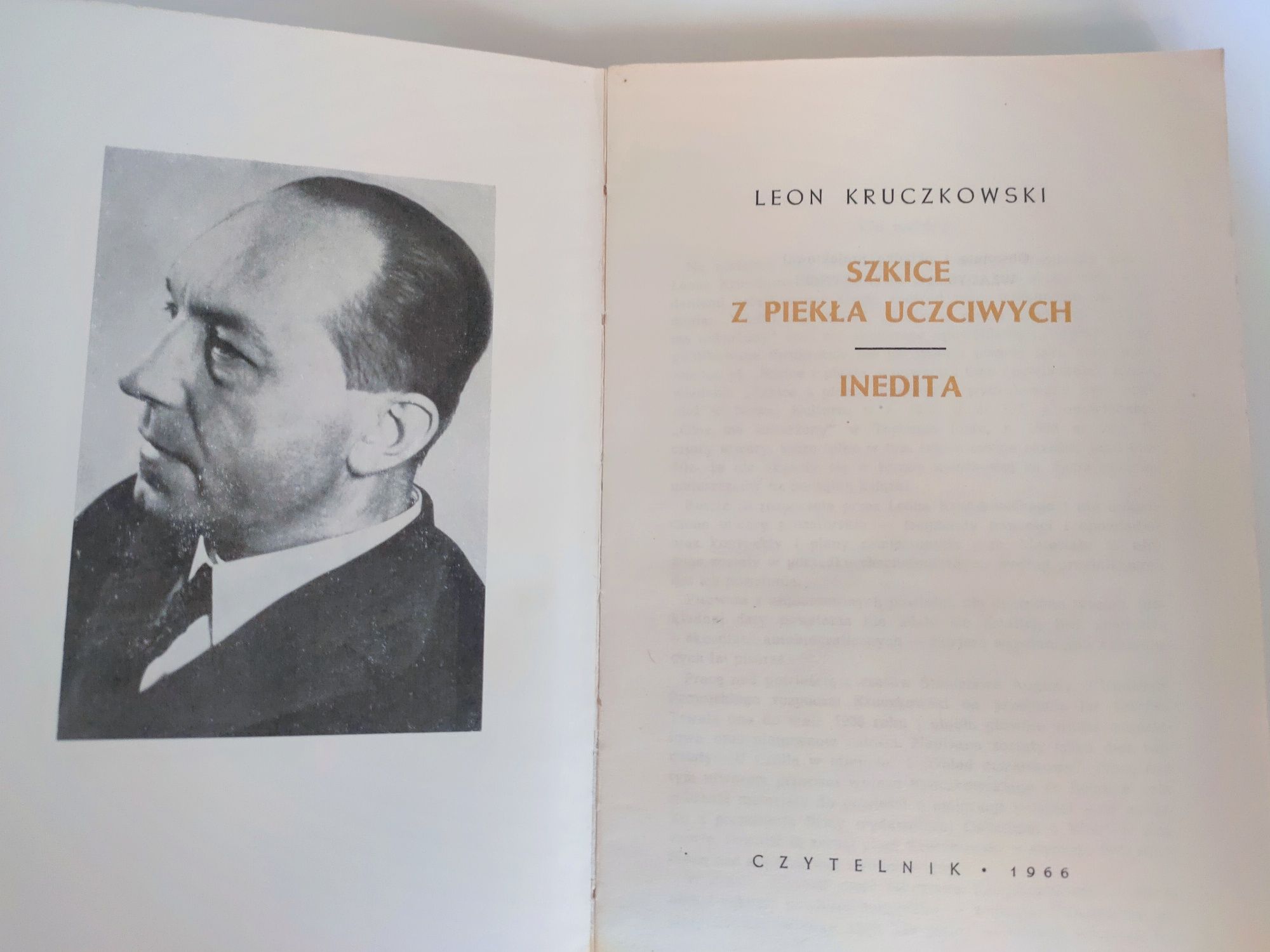 Leon Kruczkowski " Szkice z piekła uczciwych - Inedita " książka 1966