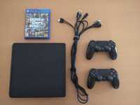 PS4 Slim 500 Gb com 2 Comandos e Jogos