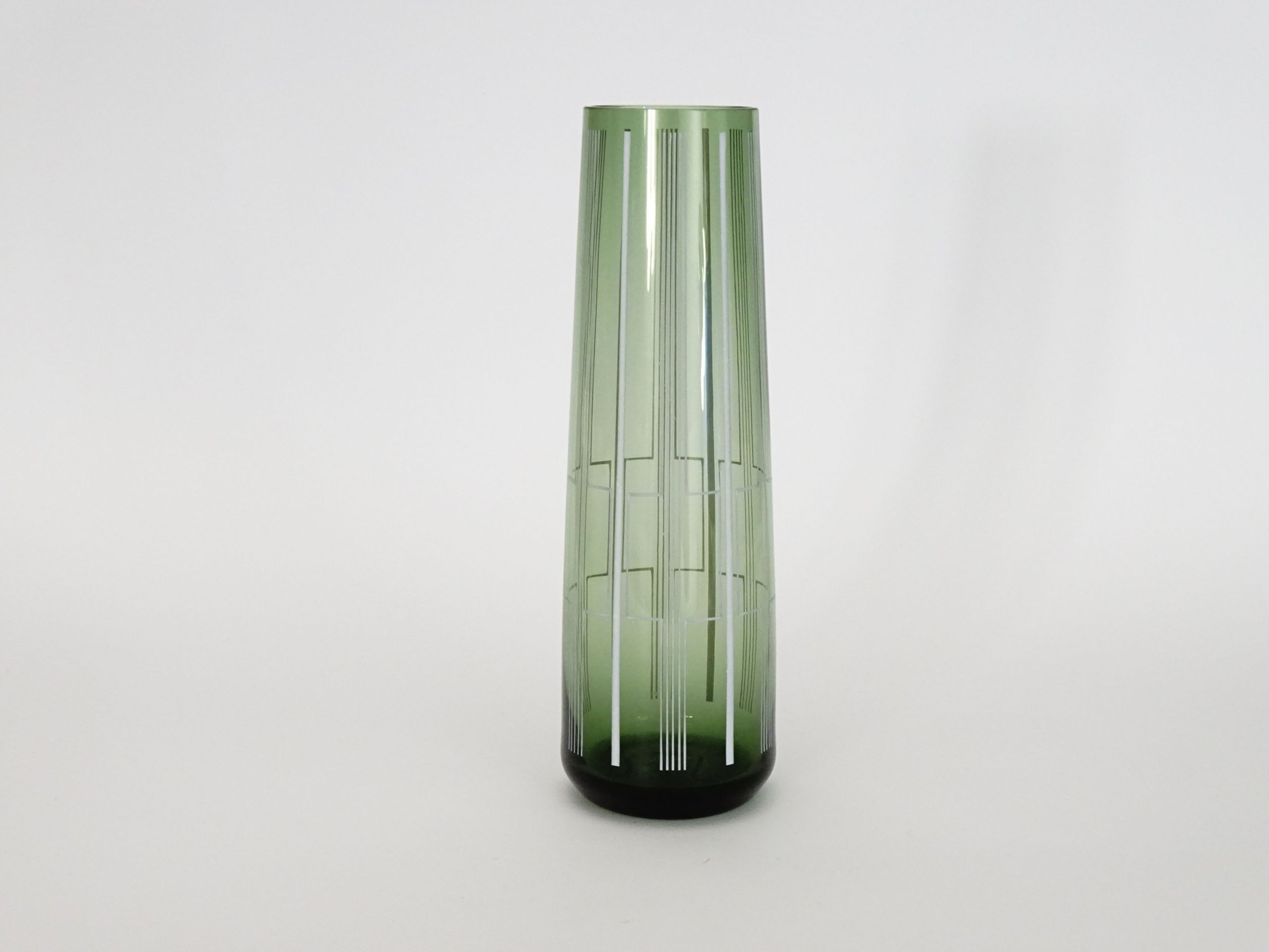 lata 60 zielony szklany wazon