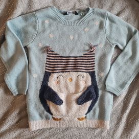 Sweter świąteczny z pingwinkiem 104-110 cm