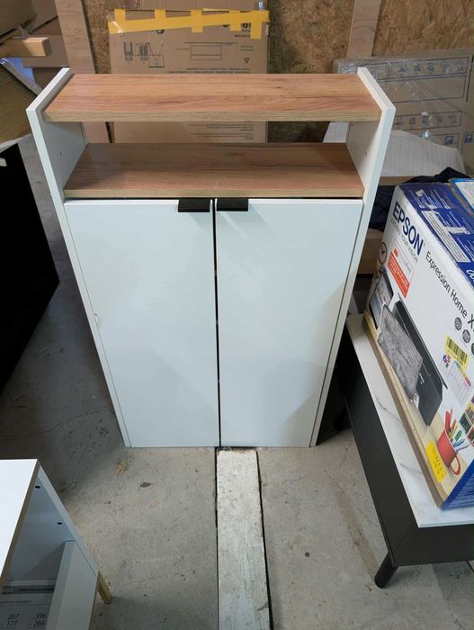 szafka biała z blatem dąb