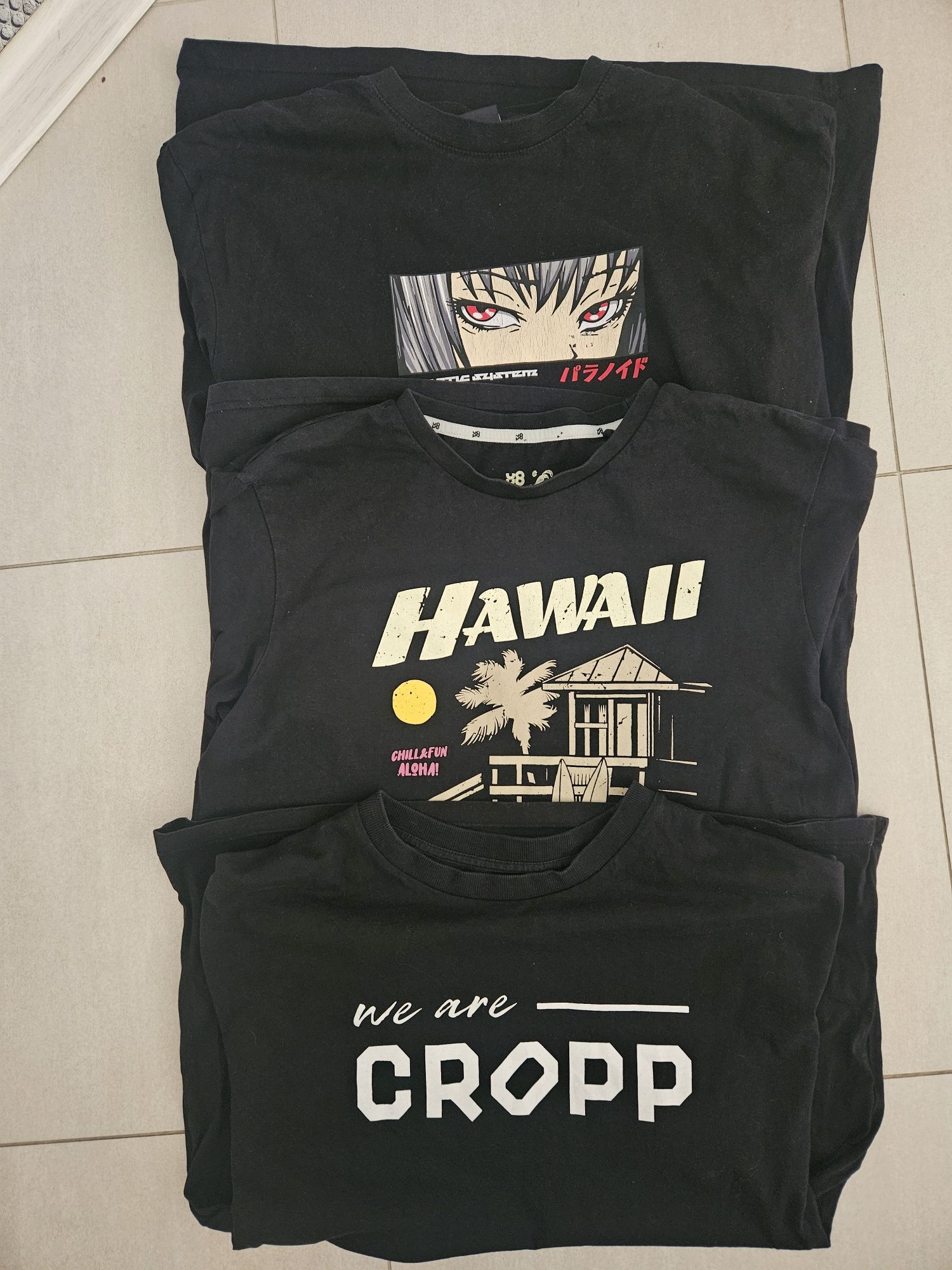 3 t-shirty męskie L cropp i c&a czarne stan bdb