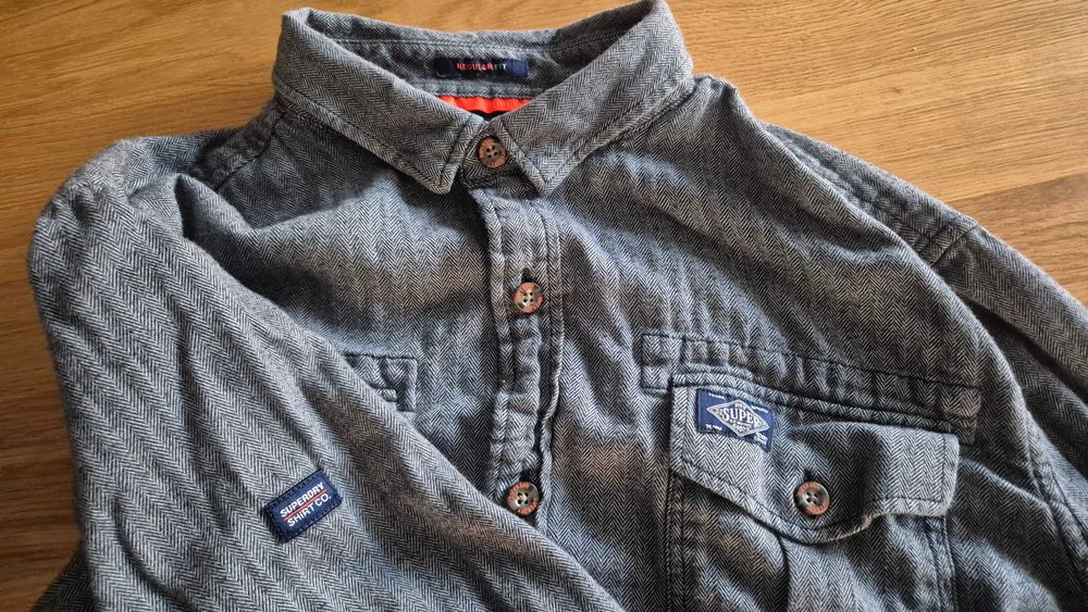 Koszula męska bawełniana Superdry w jodełkę