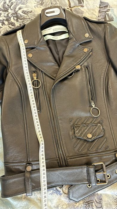 Off white кожаная куртка косуха шкіряна оригінал