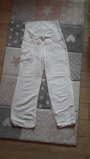 Bawełniane białe spodnie ciążowe