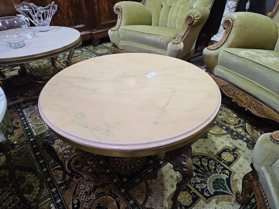 Stolik mosiężny z kamiennym blatem #704 Antyki Stylowy Węgrów