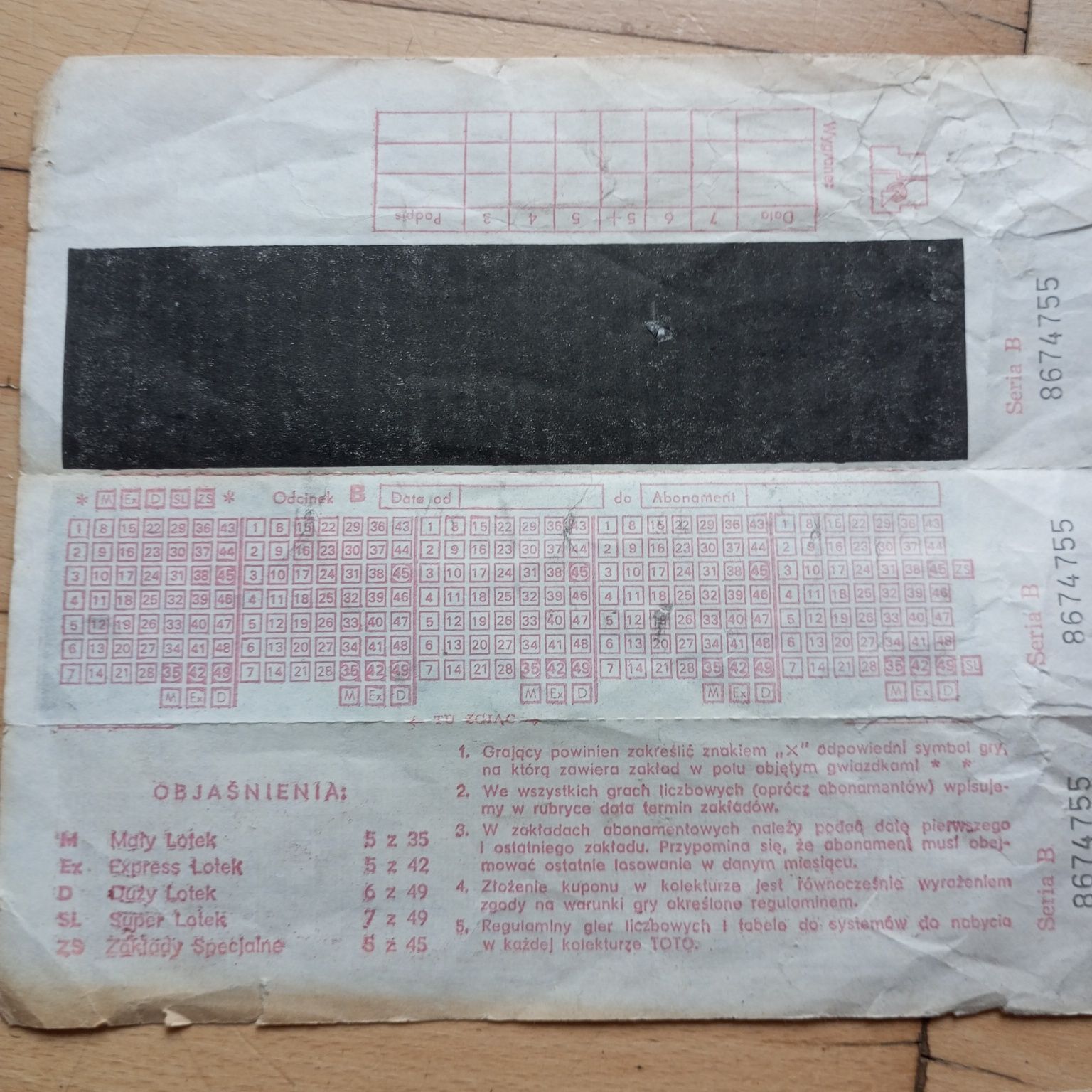 Stare kupony lotto loterie liczbowe PRL loft