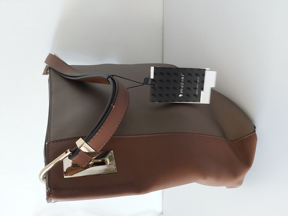 Torebka PUCCINII shoperka czarna brązową torba PROMOCJA