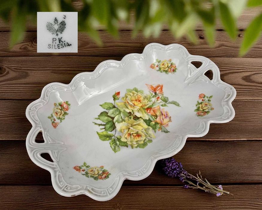 Patera półmisek róże Silesia Königszelt AG Jaworzyna Śląska 1914/18r