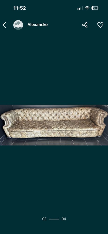 Sofa capitone confortavel pele genuina
