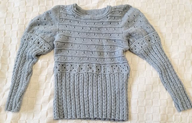 Handmade sweterek dla dziewczynki 5-6 lat 110 /116 ręcznie robiony