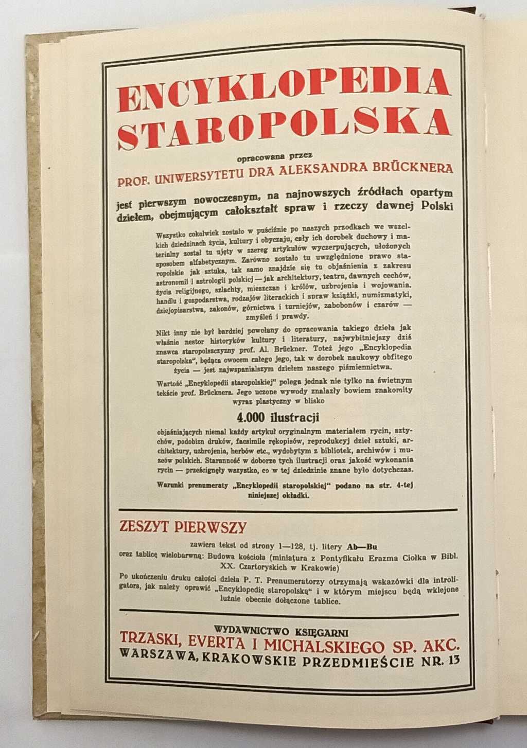 Encyklopedia Staropolska Tom I A-M Aleksander Bruckner