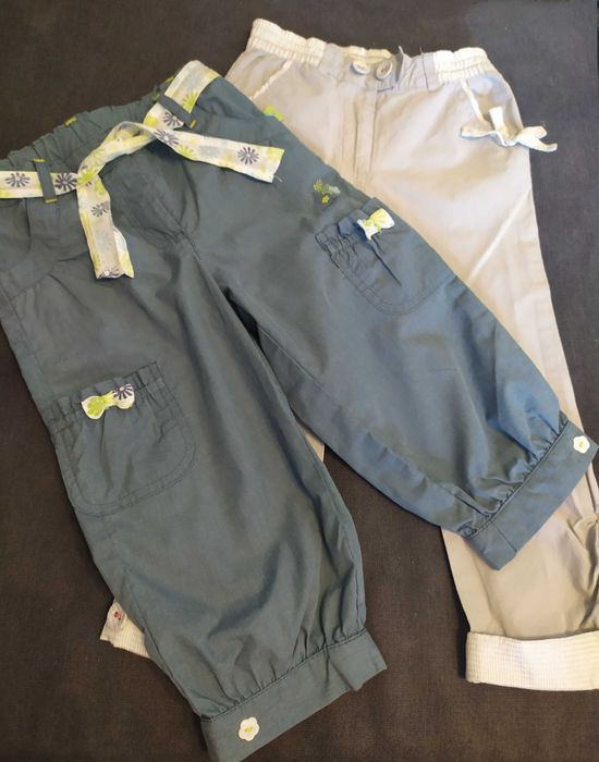 Bojówki 2szt dziewczęce Coccodrillo 92 szare spodnie kokardki zestaw