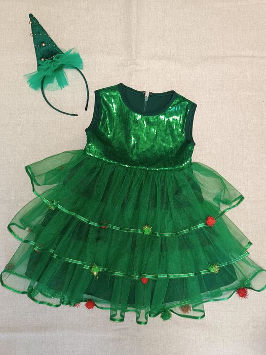 Новорічна сукня " Ялинки" з обідком.