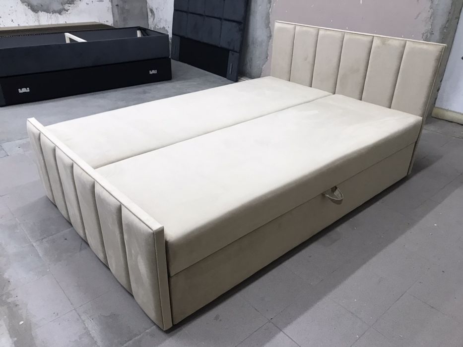 Łóżko tapicerowane Kontynentalne materac 140x200 + pojemnik na pościel