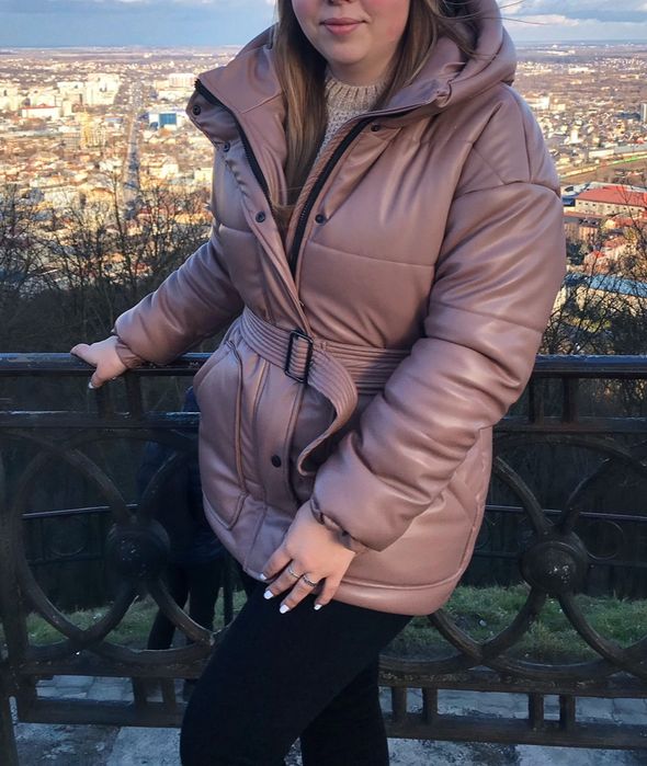 Куртка еко шкіра, бежева, розмір Л