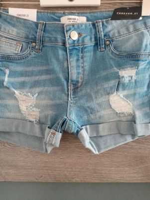 Forever 21 niebieskie jeansowe krótkie spodenki szorty przetarcia S