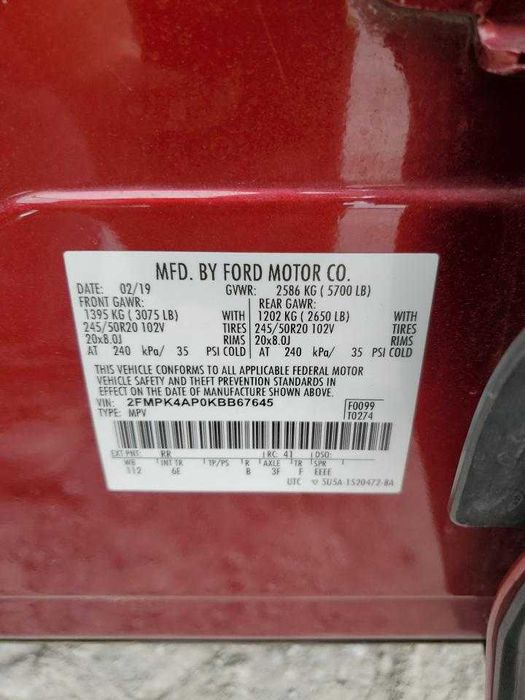 2019 FORD EDGE ST Вартість в Україні