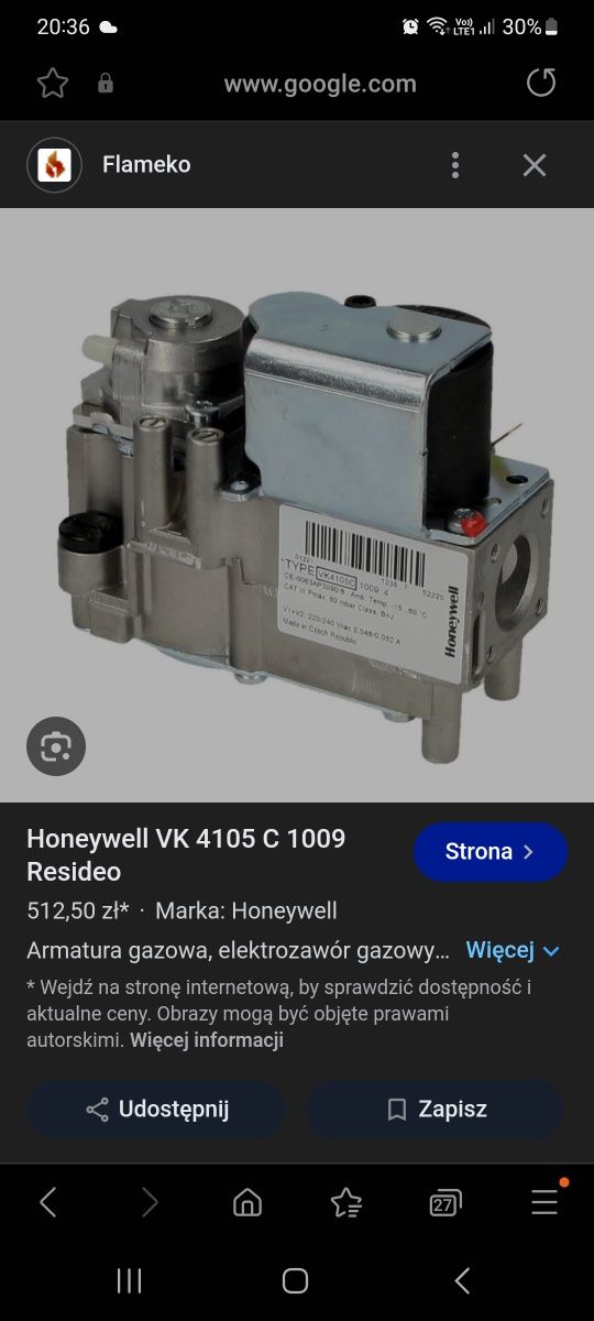 Elektro zawór odpalarka VK4105C 1009