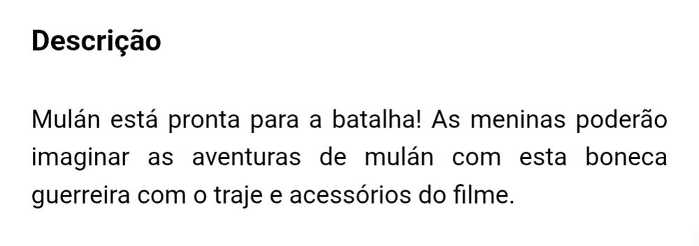 Boneca Mulan da Disney