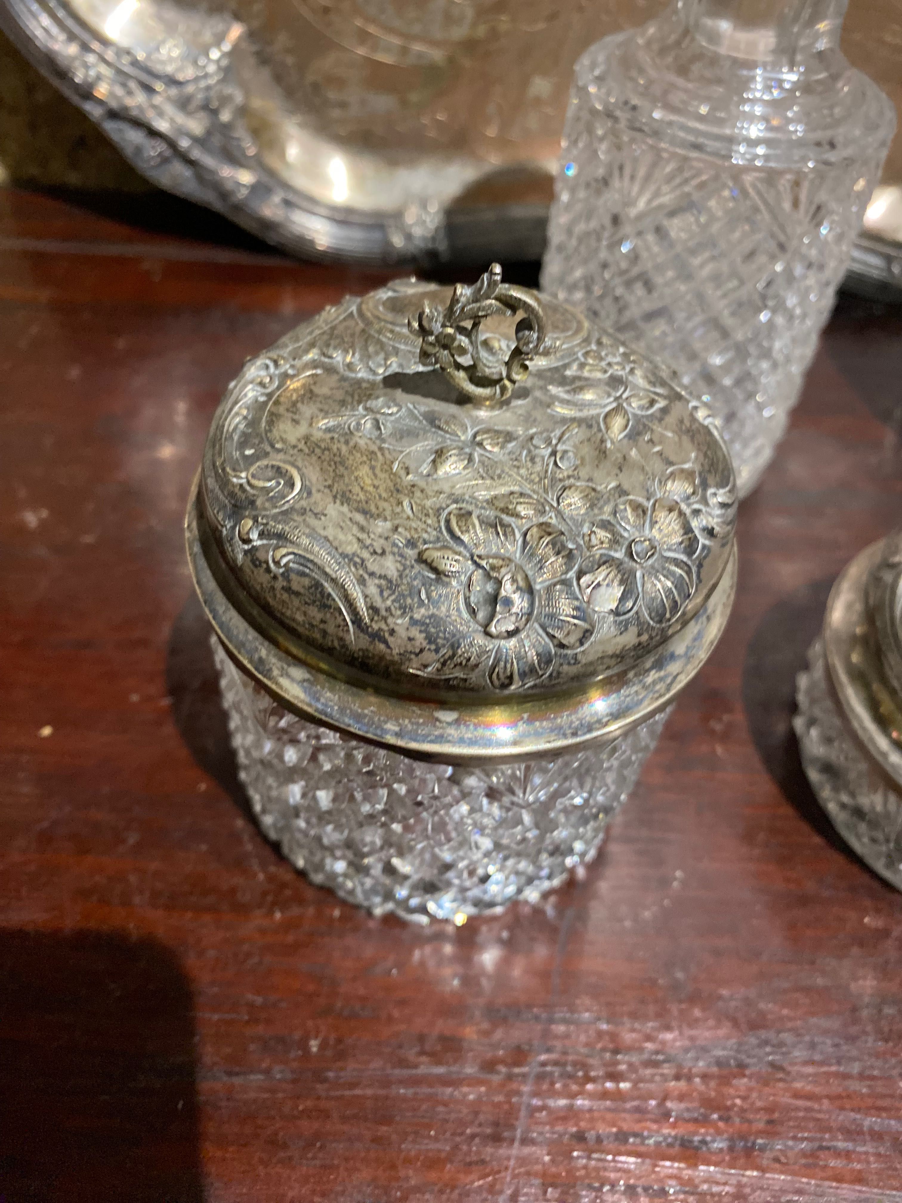 Caixas de Cristal Val saint Lambert Tampas prata Javali 11 cm