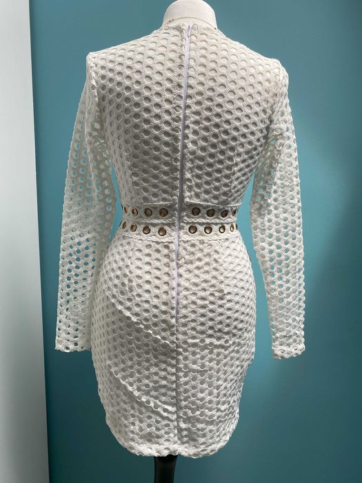 Biała romantyczna letnia sukienka ażurowa koronka y2k old money