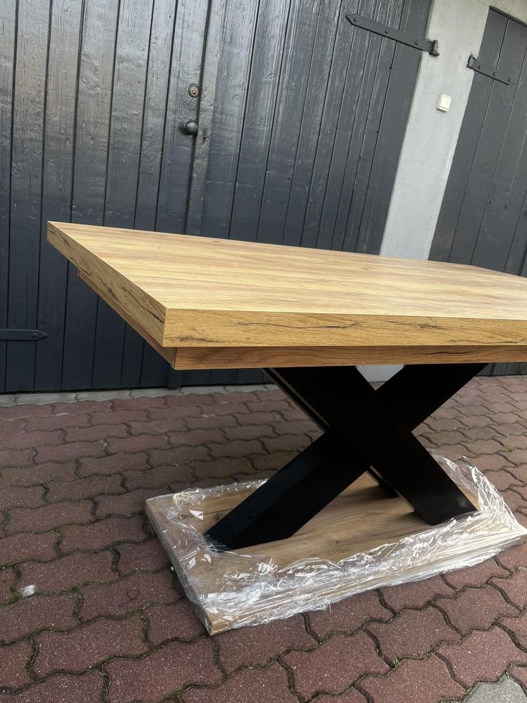 Stół rozkładany dębowy Loft +6 krzeseł