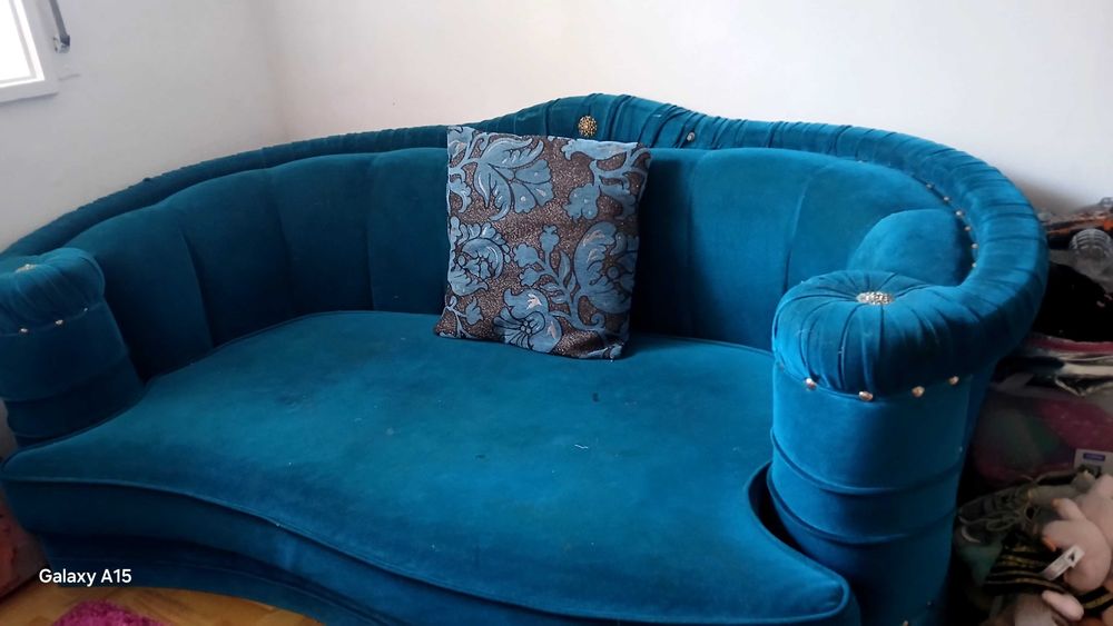 Sofa mais poltrona azul petróleo