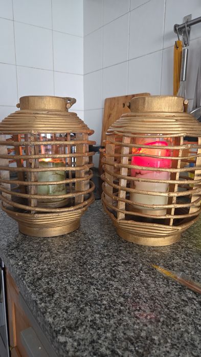 Candeeiro Natural com Vela e copo de vidro