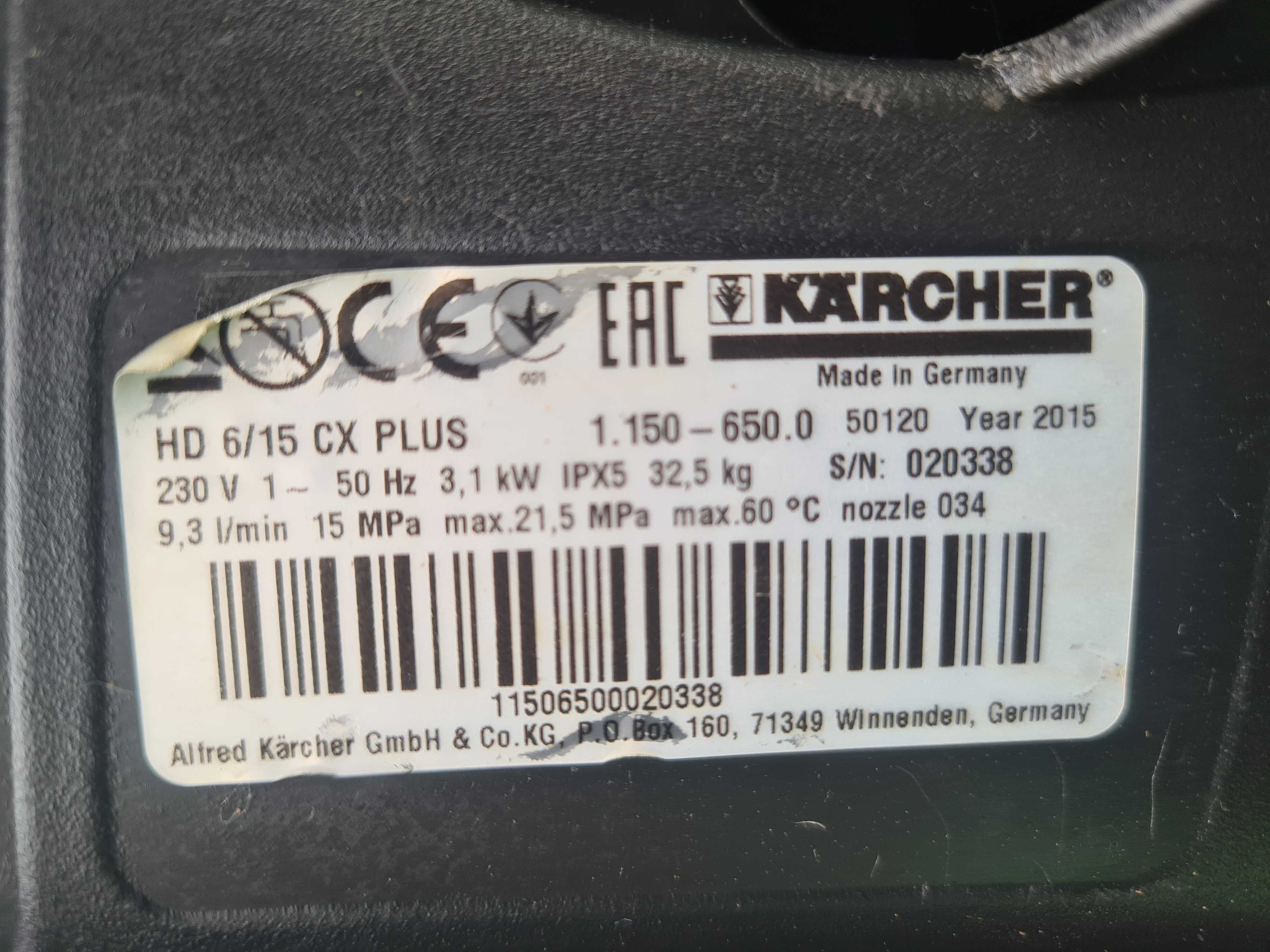 Myjka Karcher HD 6/15 CX Zwijacz 15 m węża Gwarancją Wysyłka Serwis