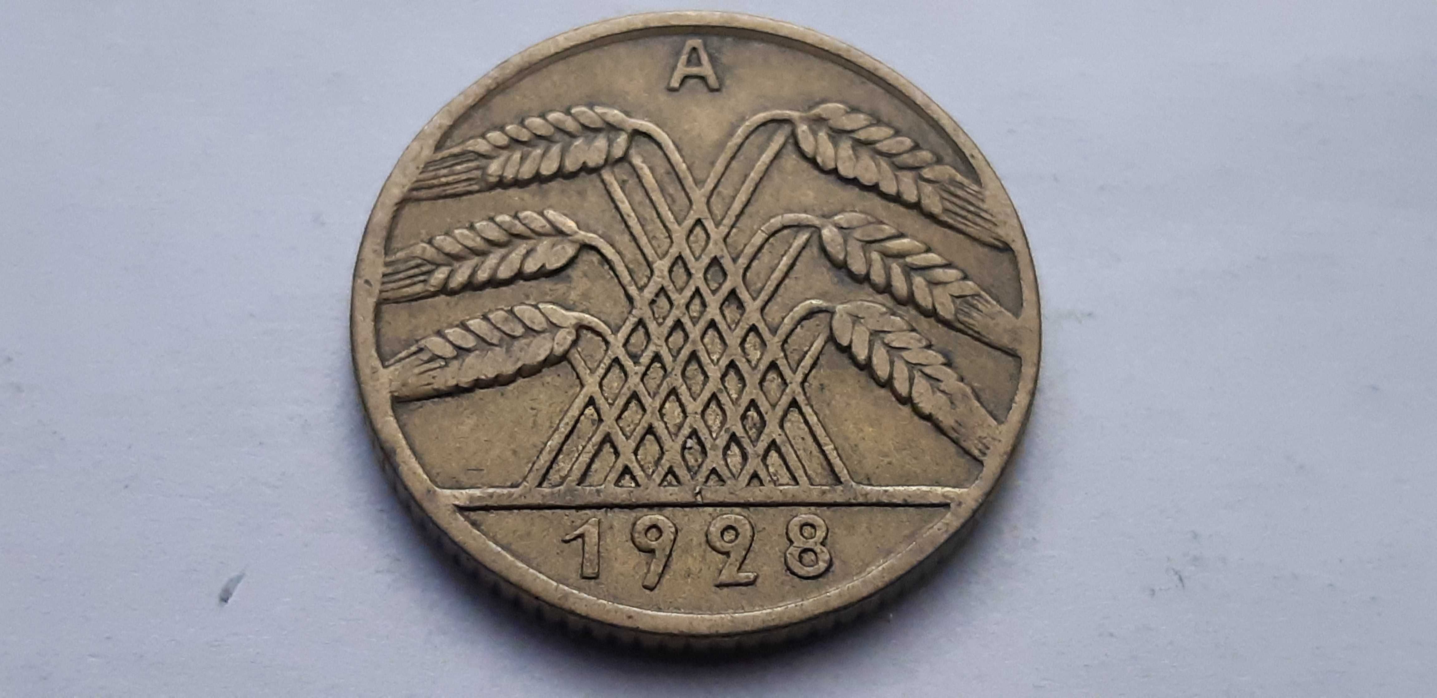 Niemcy Republika Weimarska-10 fenigów, pfennig 1928-mennica A-rzadkość