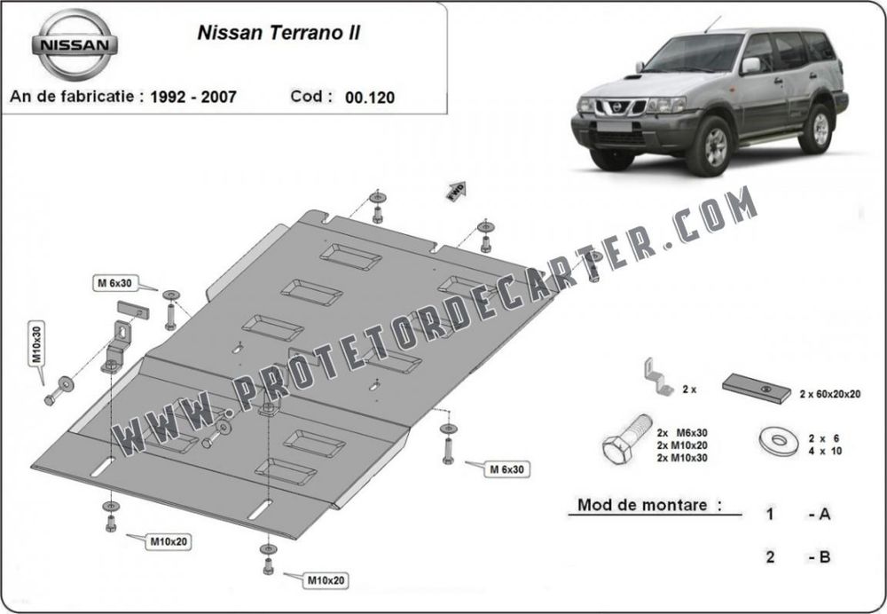 Proteção carter, caixa de velocidade e transferencia TERRANO 2